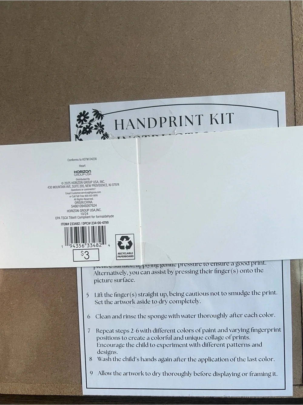 Bullseye's Heart handprint kit 